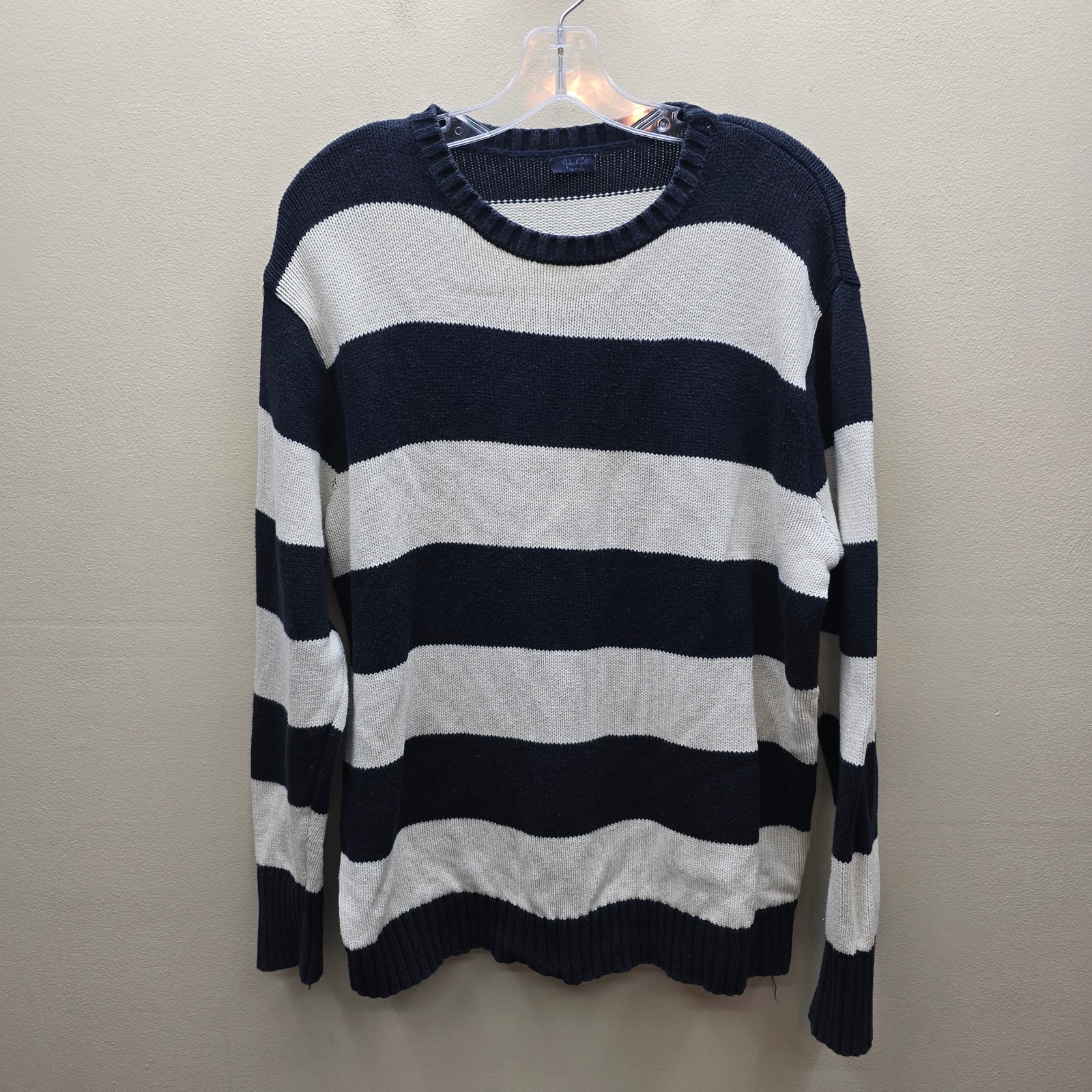 Brandy Melville John Galt Striped Crewneck Knit Sweater White Blue One Size